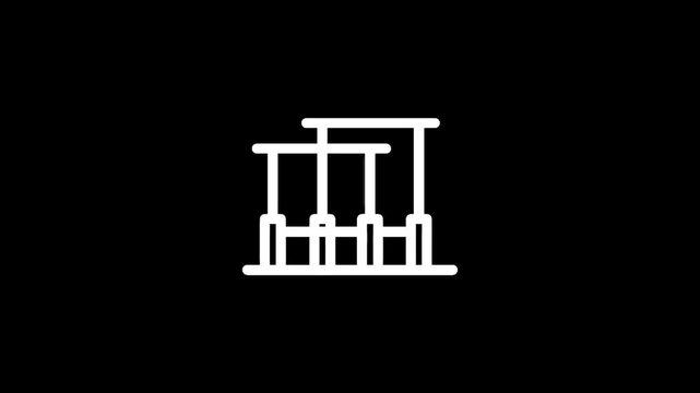 Simple white outline of parallel bars for gymnastics or calisthenics on a black background
