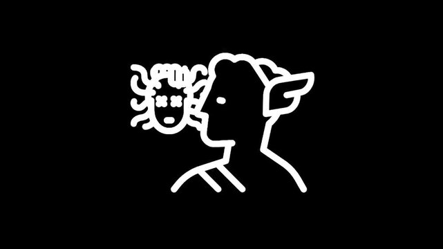 Perseus holding Medusa's head with snakes and wings
