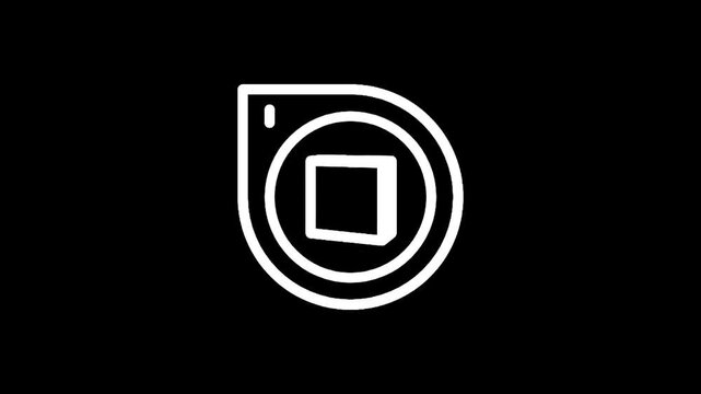 Abstract 3D cube icon with concentric circles and measuring tape element