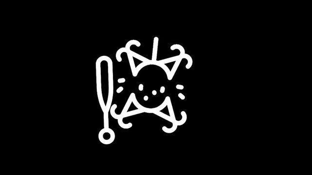 Stylized white icon of a gong and mallet on a black background