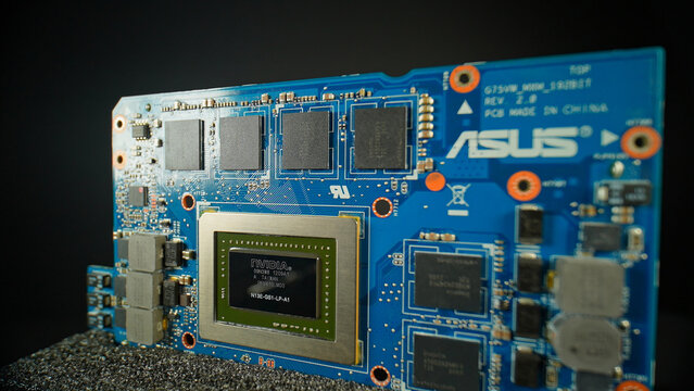 Nvidia graphic processing unit chip GPU. High demand of GPU chips by large tech AI companies for artificial intelligence. Innovation and advanced technology: Toronto, Ontario, Canada - March 24, 2026