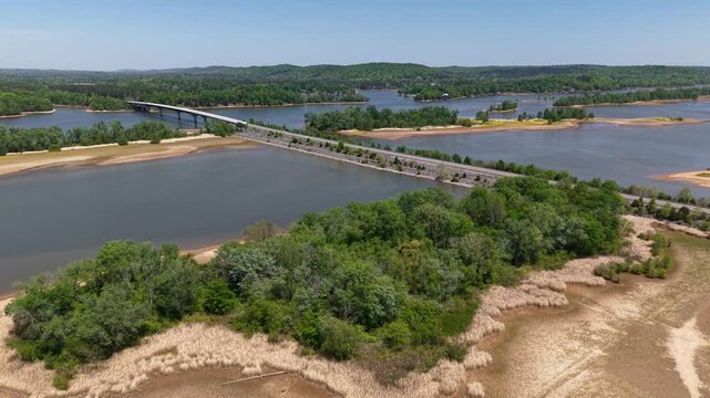 Aerial Drone View of Georgetown, Tennessee, near Hiwasse and Tennessee River Confluence
