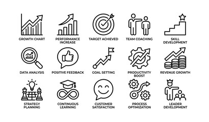 Fototapeta premium Business growth icons showing charts targets and development concepts