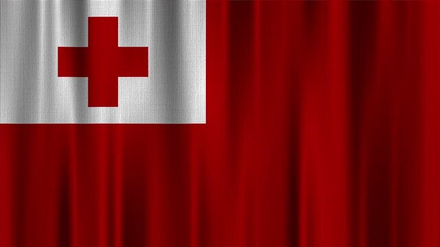 Tonga flag waving in the wind with high quality fabric texture