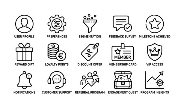 User profile and loyalty program icons for membership features