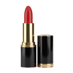 Obraz premium Red lipstick in a black tube with gold cap