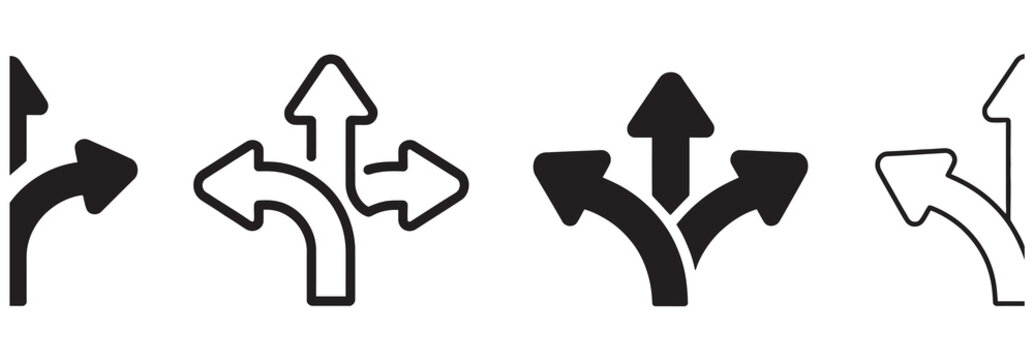 Collection of arrows showing different paths and directions for choices and navigation
