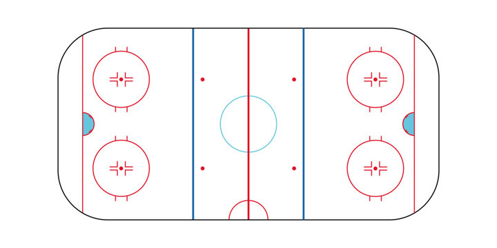 Professional ice hockey rink scheme top view illustration