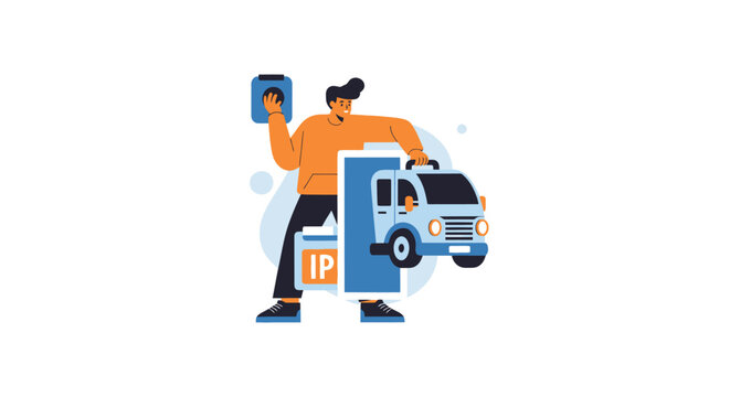 Digital Delivery and Intellectual Property Concept Flat Illustration