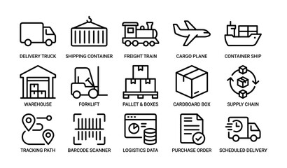 Fototapeta premium Logistics and transport icons representing cargo and delivery