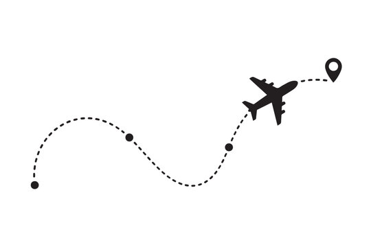 Airplane Flight Route Map with Waypoints and Destination Concept