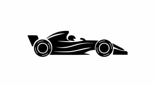 Formula racing car animation, fast sports vehicle representing speed competition motorsport and performance concept, isolated with white background and green screen chroma key
