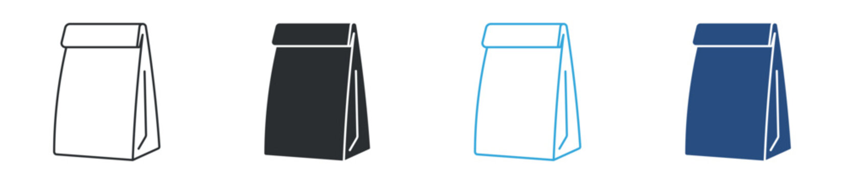 Paper bag icon set. packaging sack container. retail and takeaway concept. vector illustration.