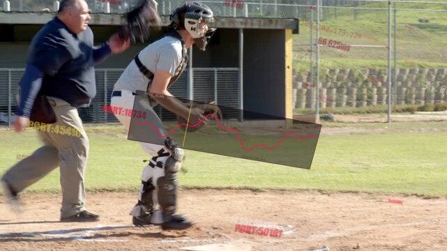 Baseball batter swinging, runner sliding, trying to score at plate, catcher tagging, runner rising