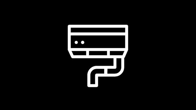 Clean air conditioner unit with pipes symbol on a black background