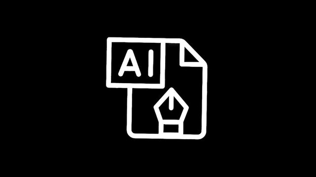 Vector graphic file format icon with AI text and pen tool symbol