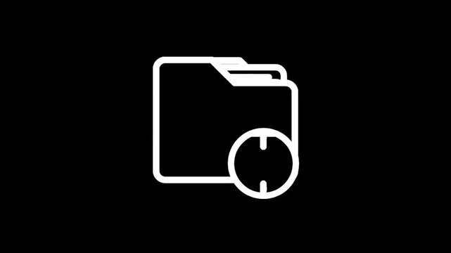 Simple white folder icon with a plus sign inside a circle on a black background