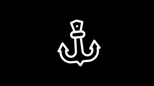 Simple white anchor icon on a black background, representing maritime and nautical themes