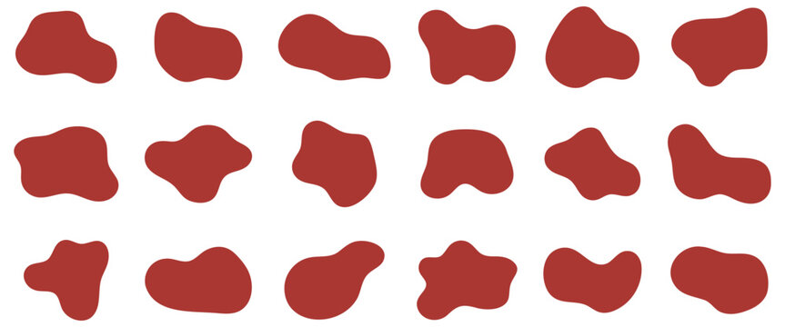 Abstract Blob Shapes Set Organic Fluid Forms, Liquid Blob Shapes : red organic blob shapes and irregular liquid forms. Perfect for abstract backgrounds, posters, and creative web design.