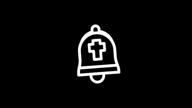 Hand drawn bell with a cross symbol, representing faith and notification