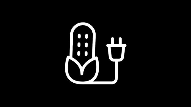 Corn cob icon connected to an electrical plug, symbolizing bioenergy and renewable power sources
