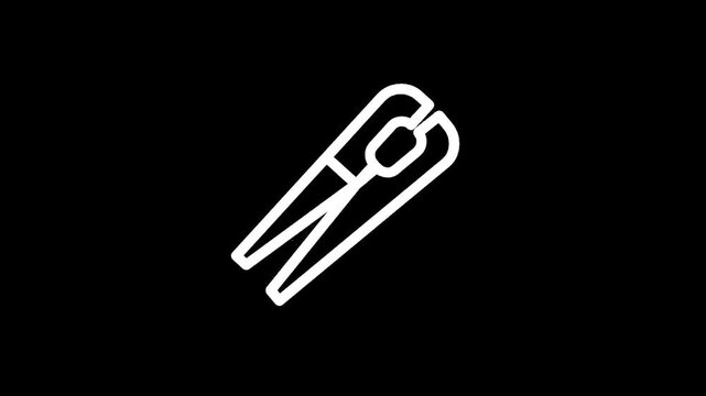 Simple white clothespin icon on a black background, minimalist design