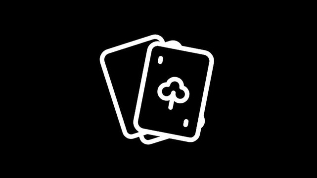 Simple white outline of playing cards with a club symbol on a black background