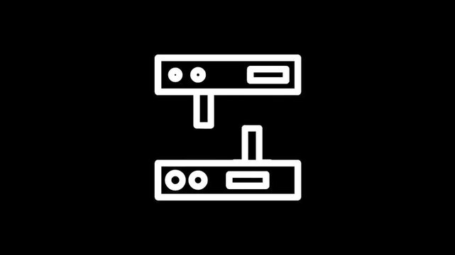 Server data transfer icon with arrows indicating upload and download between devices