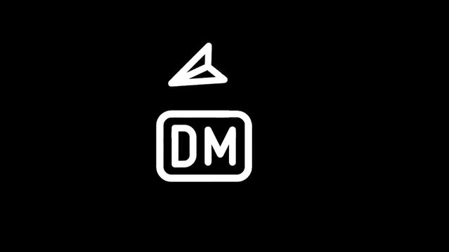 Direct message icon with paper airplane symbol on black background