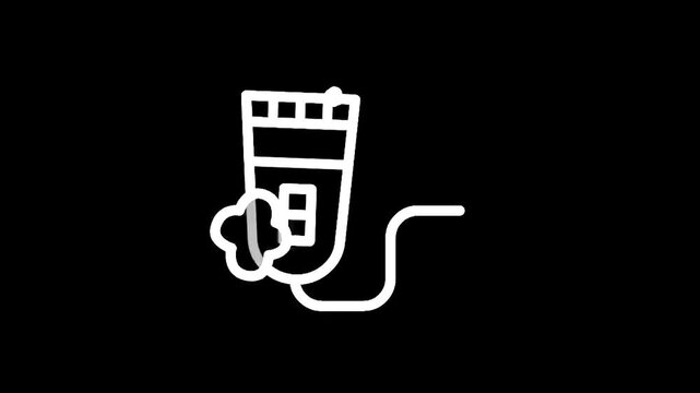 Stylized icon of a blood glucose meter with a blood drop and connected cable