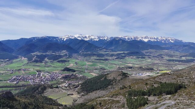 Beautiful panoramic view of the Cerdanya valley with the Cadi Moixero mountains in the background