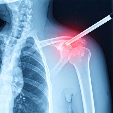 X-ray image of shoulder injury.