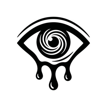 Black eye with spiral iris and drips