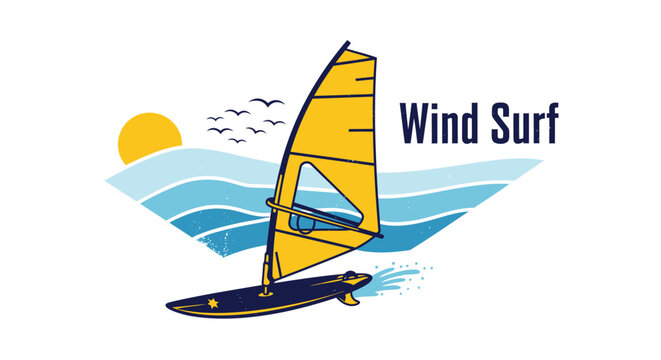 windsurfing, sailboard, water sports, summer fun, adventure logo