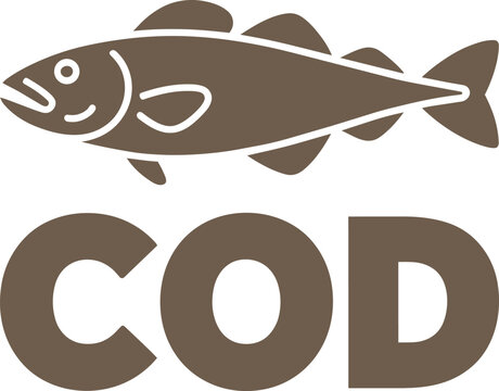 Cod fish illustration simple style for branding and design elements with animal sea and ocean with marine