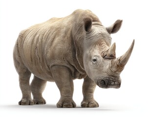 Fototapeta premium White rhinoceros, full shot, against white background