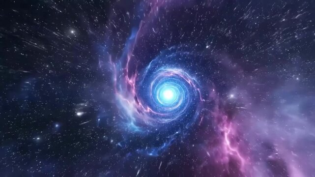 Wormhole travel through cosmic nebula and star field