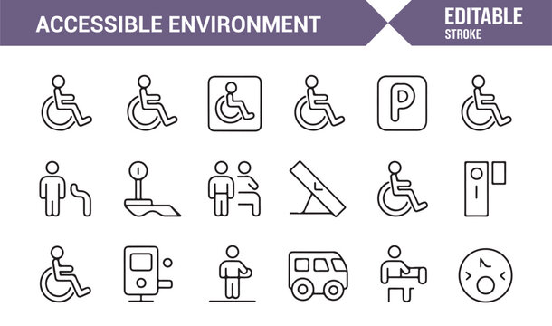 Editable stroke disability icons for inclusive design projects