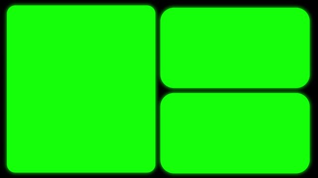 bento or collage animation with green multiscreen slide show shapes animation with green screen