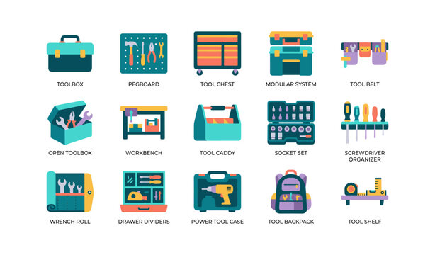 Toolbox and workshop icons arranged in a grid layout