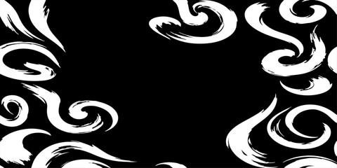 Fototapeta premium A seamless vector pattern featuring dynamic, smooth black brush strokes on a clean background. The strokes should form abstract, elegant swirls.