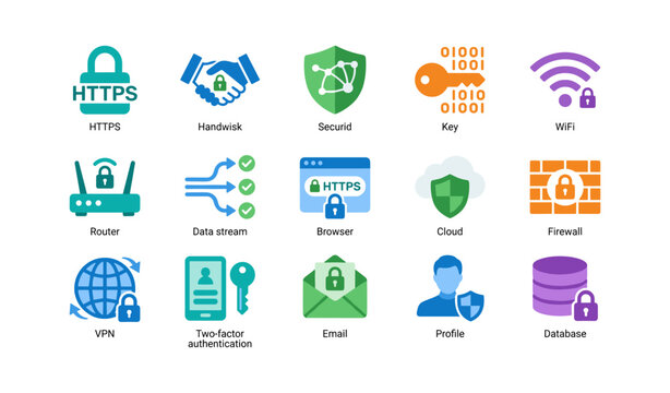 Security icons showing protection symbols in grid layout
