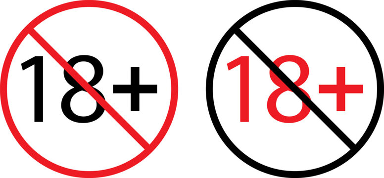 18 plus age restriction symbol flat design vector illustration