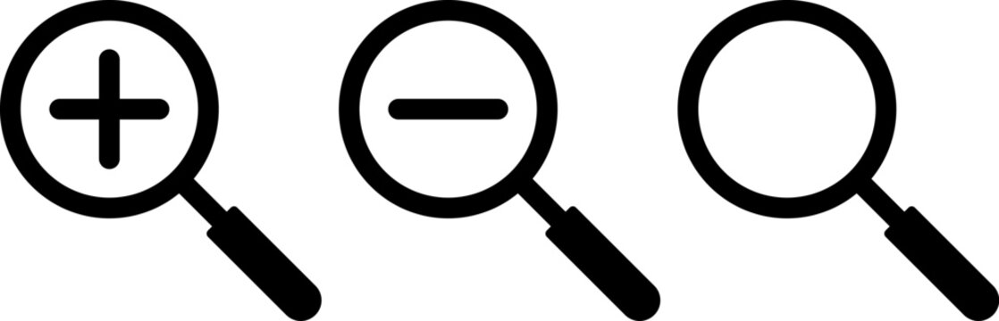 magnifying glass with plus minus and search symbols vector illustration
