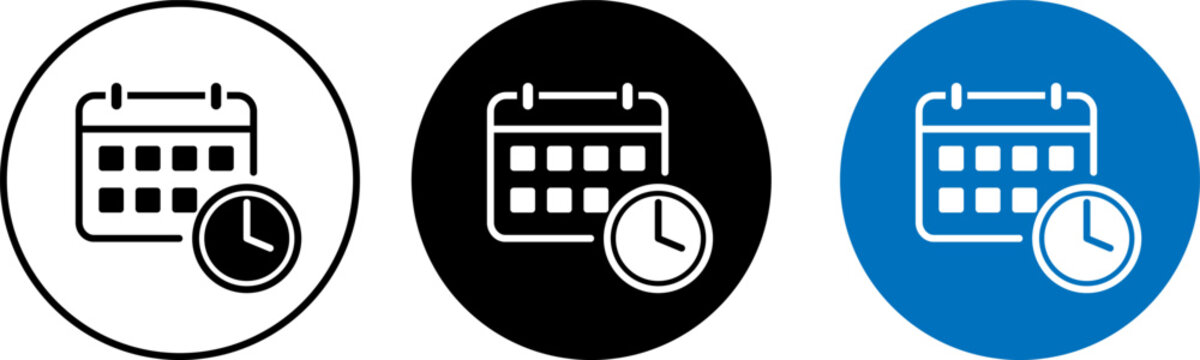 Calendar and Clock Schedule Circular Icon Set