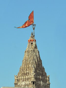 The Dwarkadhish temple, also known as the Jagat Mandir and occasionally spelled Dwarakadheesh, Dwarka Gujarat 