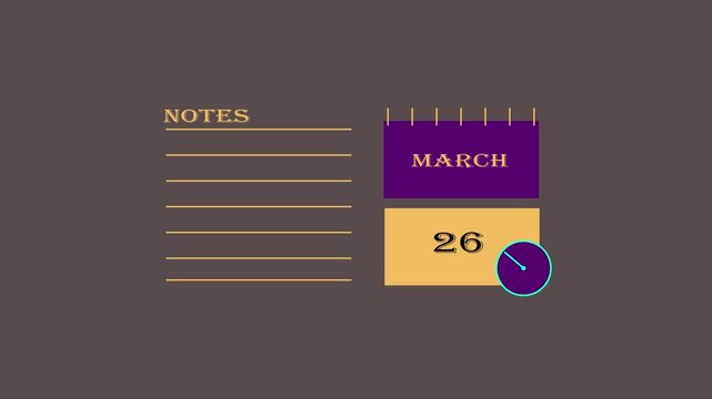 26 march calender animation background