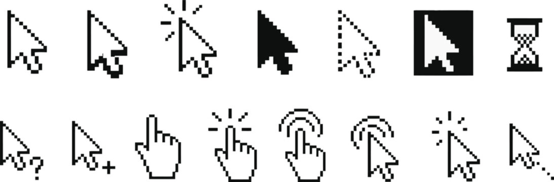 Mouse cursor arrow click loading icons set vector collection