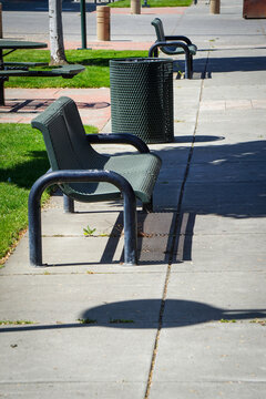 Public benches in urban courtyard