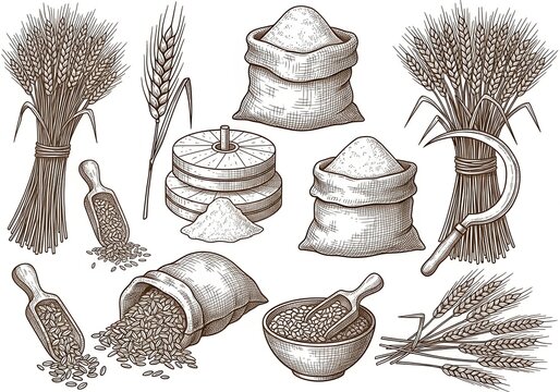 Traditional grain harvesting and processing tools and materials